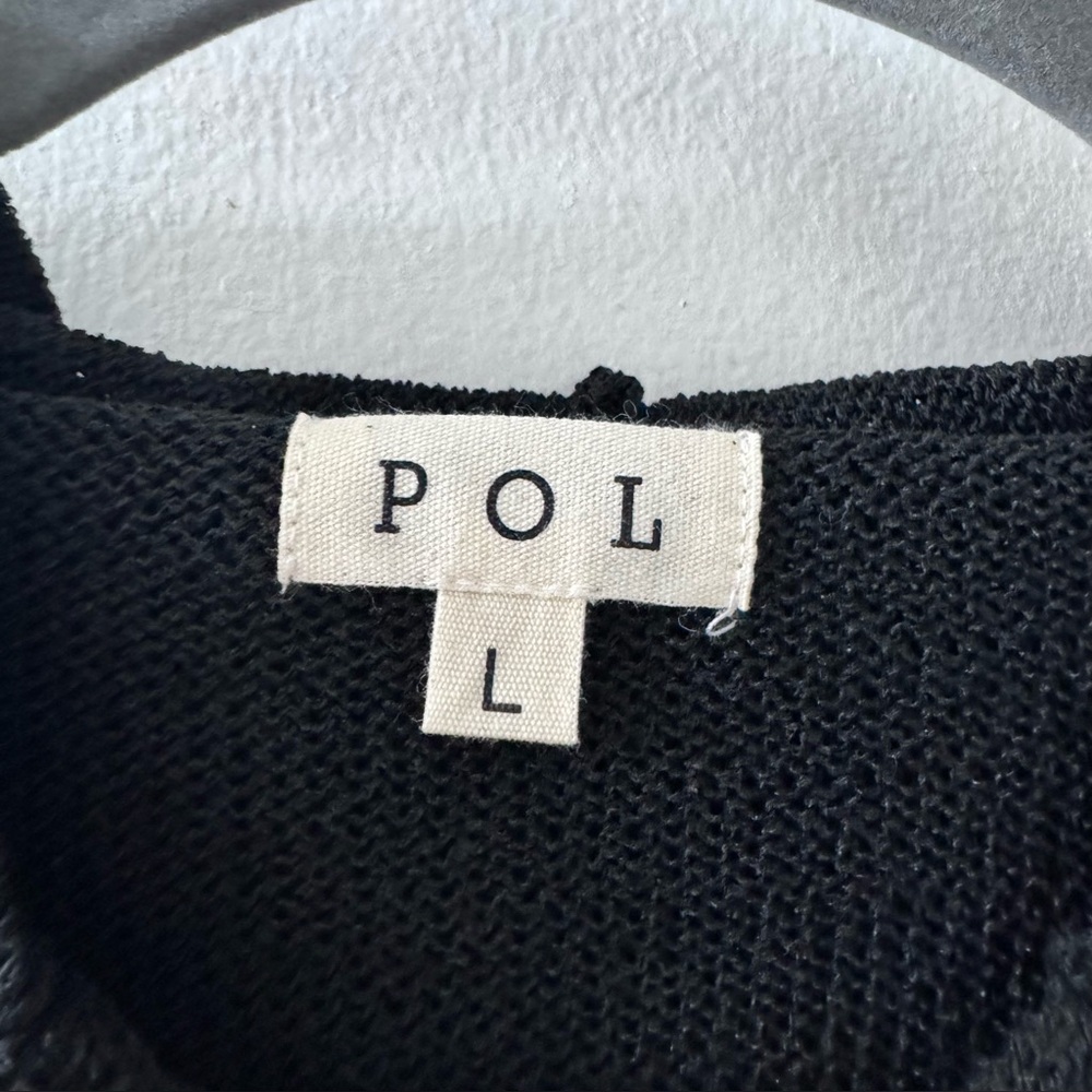 POL Women's Distressed Blue Knit Sweater with Hood/ White Stars Size Large - Picture 3 of 3